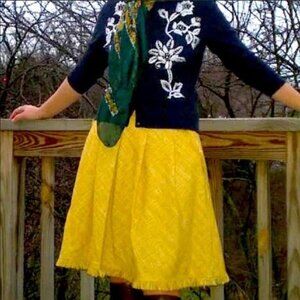 Anthropologie mustard Yellow Maeve Buttered Tweed skirt size 4